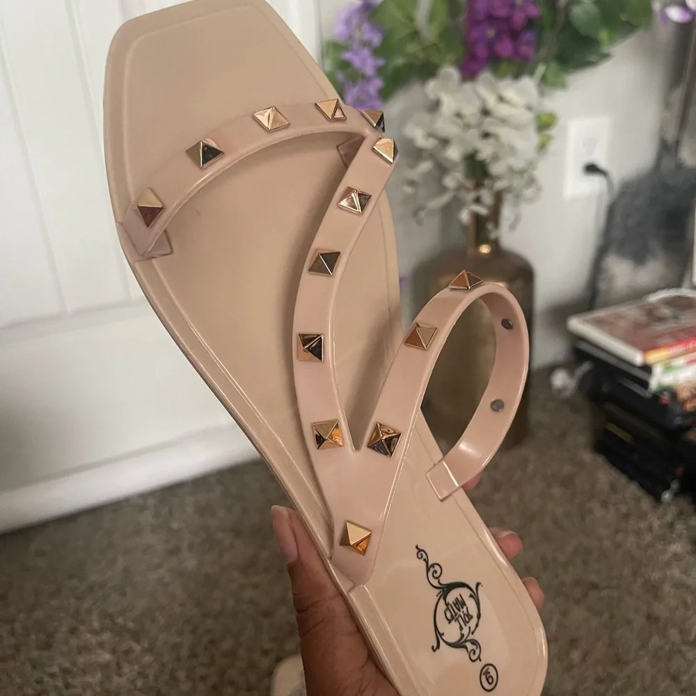 Sole Mates Studded Square-Toe Jelly Sandals Bundle- Black and Nude - Picture 7 of 7